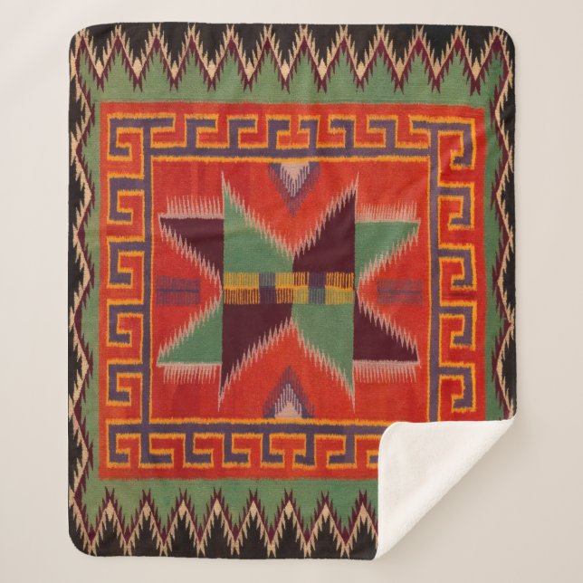 NAVAJO INDIAN 1800s HORSE SADDLE BLANKET SHERPA (Front)