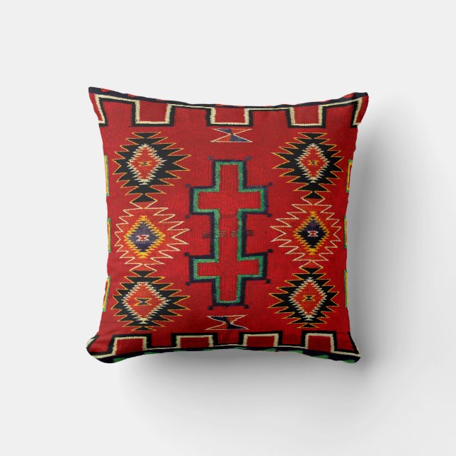 NAVAJO INDIAN 1890 HORSE SADDLE BLANKET CUSHION (Front)