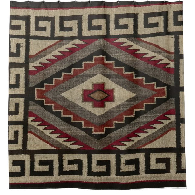 NAVAJO INDIAN ANTIQUE DESIGN SHOWER CURTAIN (Front)