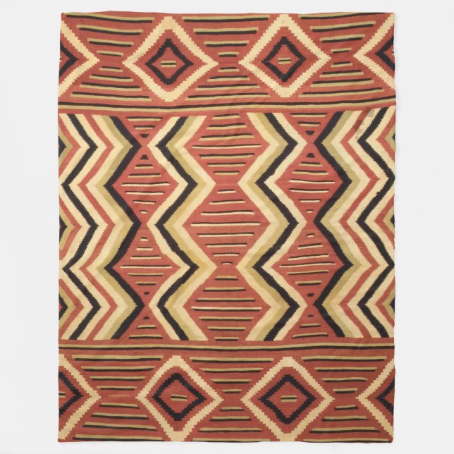 NAVAJO INDIAN HORSE SADDLE HISTORIC ANTIQUE FLEECE BLANKET (Front)