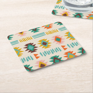 Navajo Native American Pattern Square Paper Coaster