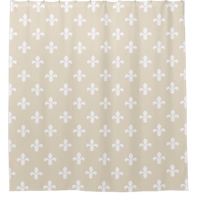 Navajo Neutral Fleur de Lys Shower Curtain (Front)