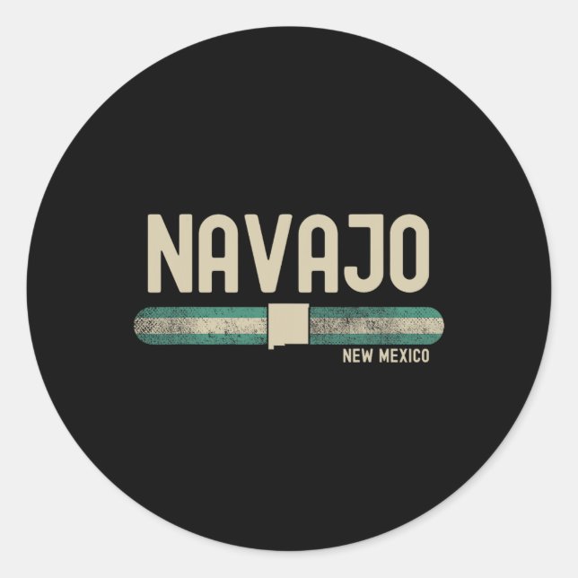 Navajo Nm New Mexico Travel &amp; 80s Style  Classic Round Sticker (Front)
