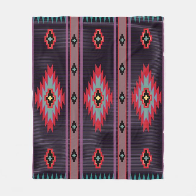 Navajo Pattern 7 Fleece Blanket (Front)