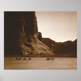 Navajo Riders in Canyon, 1904. Vintage Photo Poster