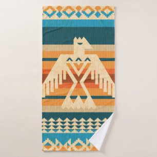 Navajo style abstract seamless pattern with eagle  bath towel