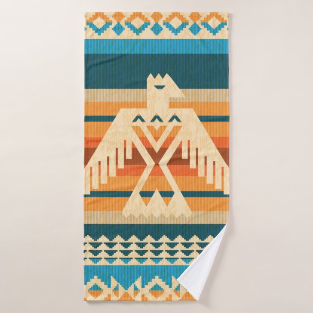 Navajo style abstract seamless pattern with eagle  bath towel (Bath Towel)