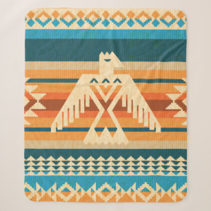 Navajo style abstract seamless pattern with eagle sherpa blanket