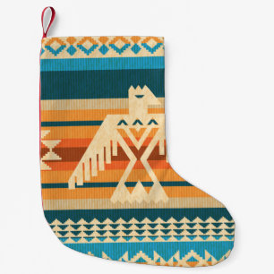 Navajo style abstract seamless pattern with eagle  small christmas stocking