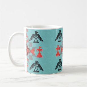 Navajo style ethnic ornament with birds and abstra coffee mug