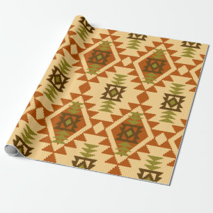 Navajo style ethnic tribal geometric seamless Vint Wrapping Paper
