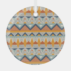 Navajo Style Seamless Pattern Design Glass Tree Decoration