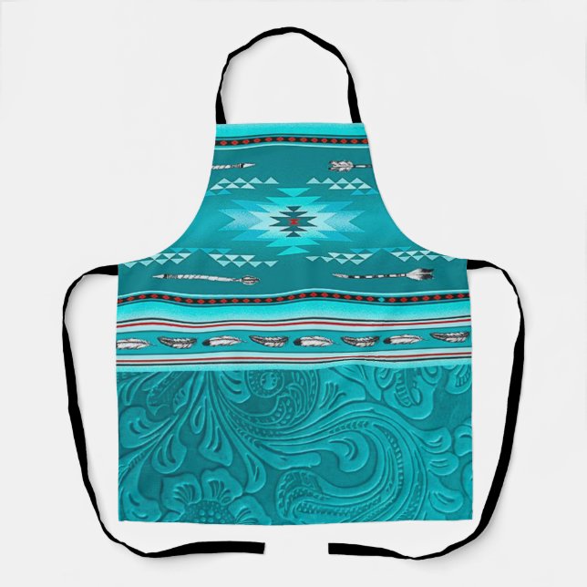 Navajo Tribal Turquoise Faux Leather Tool Apron (Front)