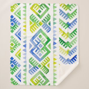 Navajo Tribute: Watercolor Tribal Majesty Sherpa Blanket