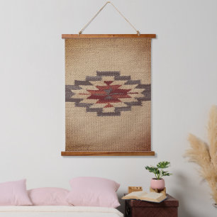 Navajo Weave Print, Faded Toffee Hanging Tapestry