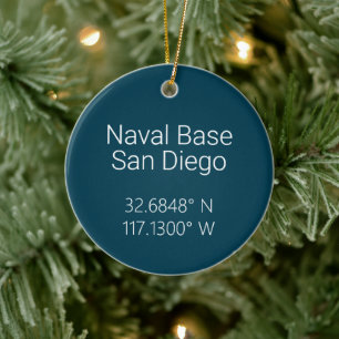 Naval Base San Diego Map Coordinates Personalised Ceramic Tree Decoration