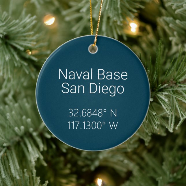 Naval Base San Diego Map Coordinates Personalised Ceramic Tree Decoration (Tree)