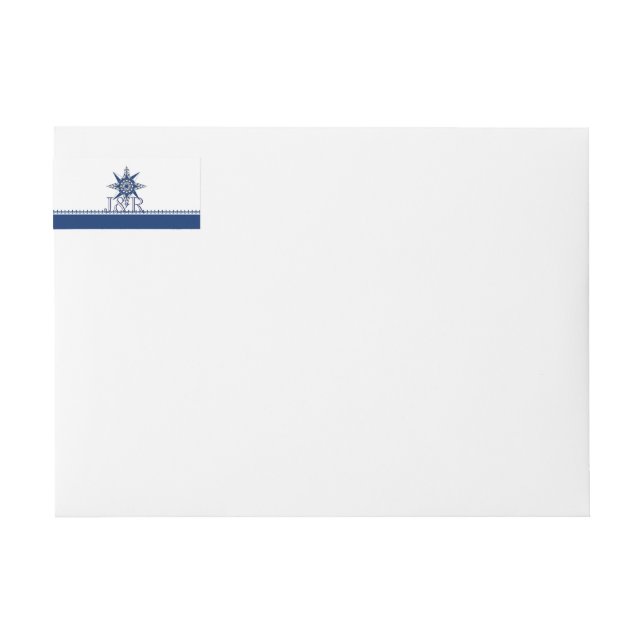 Naval Compass Rose NAvy Wedding Wrap Around Label (Front)