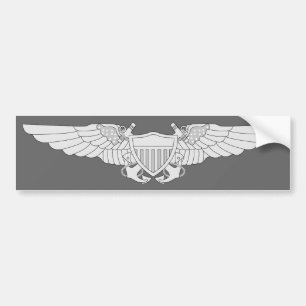 Naval Flight Officer Wings - Silver Bumper Sticker