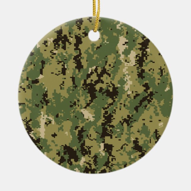 Naval Woodland Camouflage Ceramic Tree Decoration (Front)
