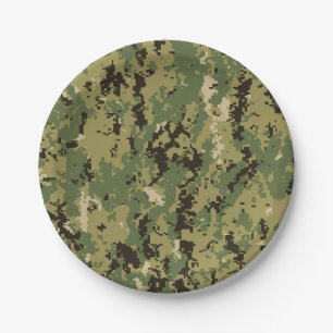 Naval Woodland Camouflage Paper Plate