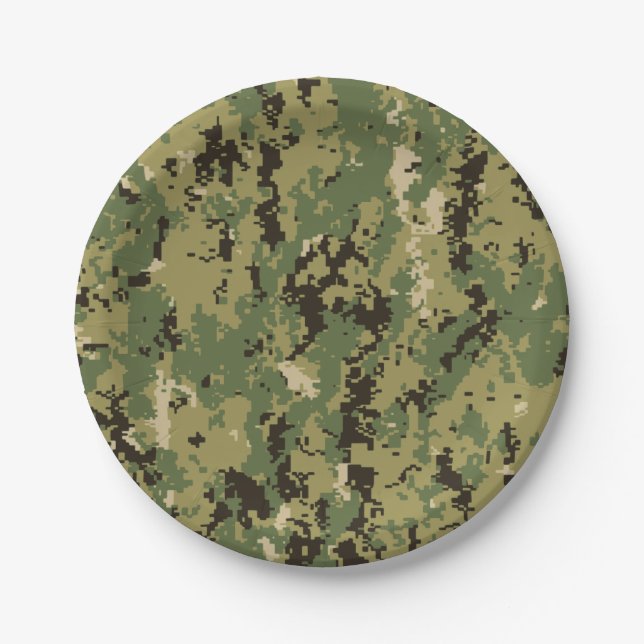 Naval Woodland Camouflage Paper Plate (Front)