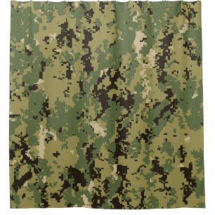 Naval Woodland Camouflage Shower Curtain