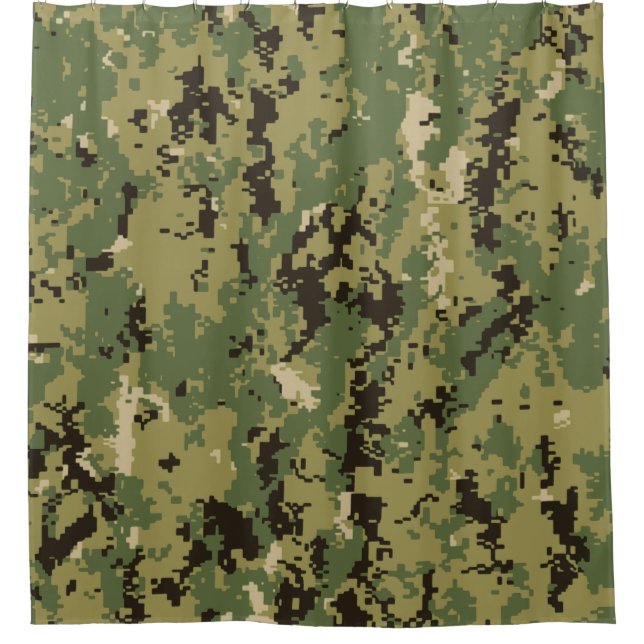 Naval Woodland Camouflage Shower Curtain (Front)