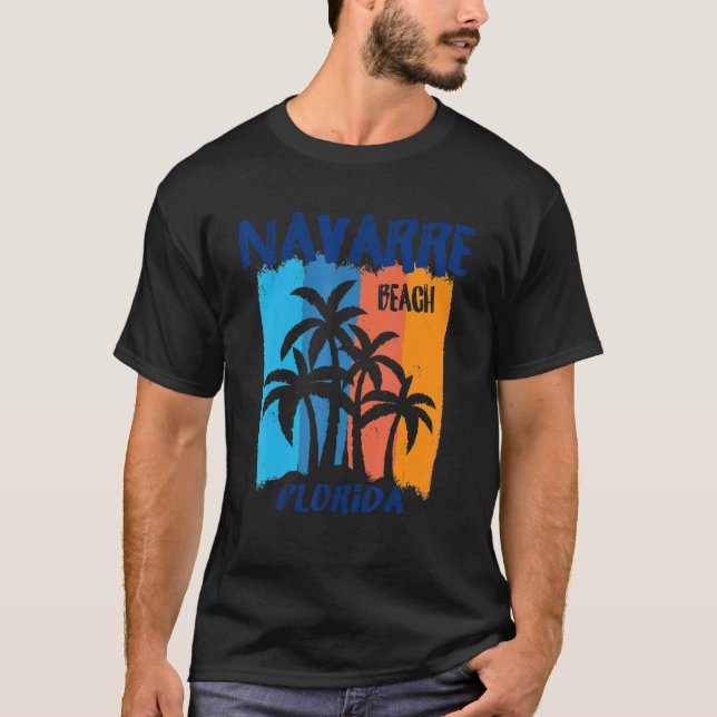 Navarre Beach Florida Fun Colourful Palm Trees Des T-Shirt (Front)