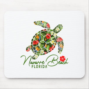 Navarre Beach Florida Sea Turtle Tropical Hibiscus Mouse Mat