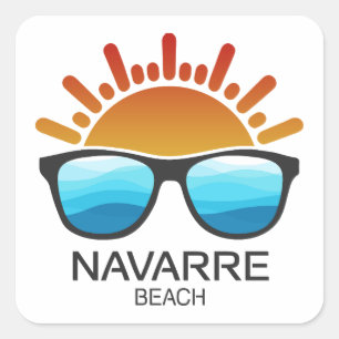 Navarre Beach Florida Sunglasses Square Sticker