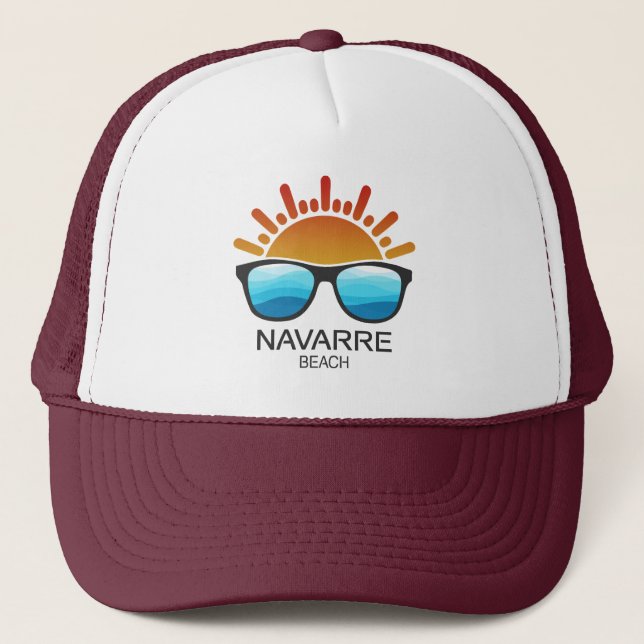 Navarre Beach Florida Sunglasses Trucker Hat (Front)