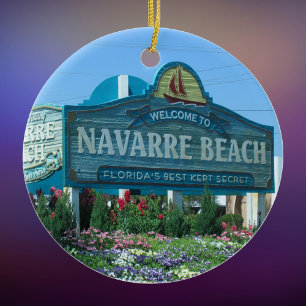 Navarre Beach Florida welcome sign Ceramic Tree Decoration