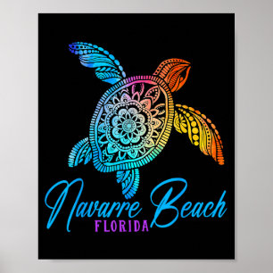 Navarre Beach Tie Dye Sea Turtle Florida Vacation Poster