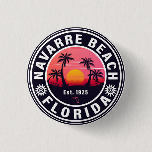 Navarre Florida Beach Retro Sunset Palm Trees 60s 3 Cm Round Badge