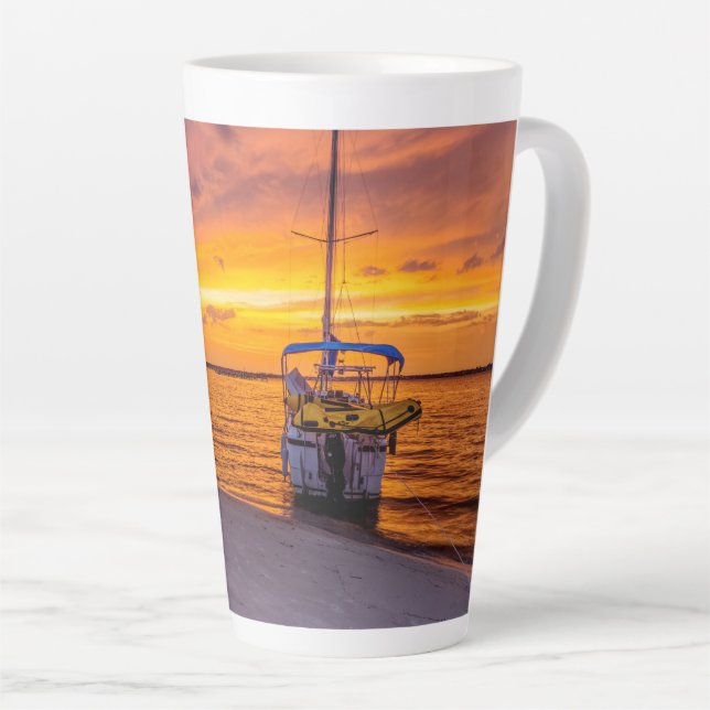 Navarre Florida Fire Sunset Latte Mug (Right Angle)