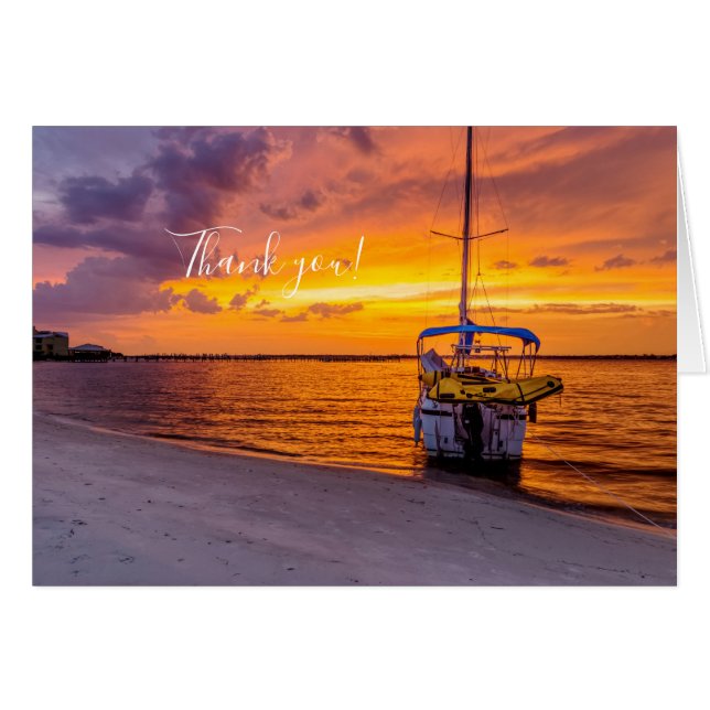 Navarre Florida Fire Sunset Thank you Card (Front Horizontal)