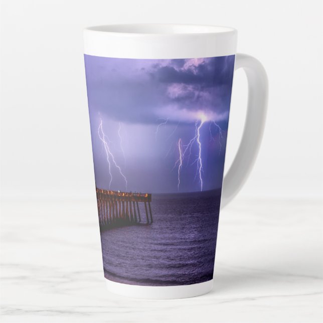 Navarre Florida Lightning Storm Latte Mug (Right Angle)