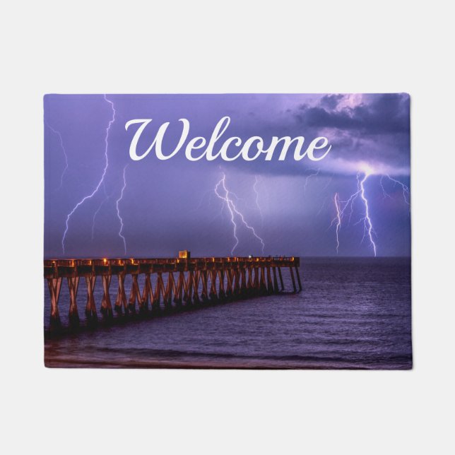 Navarre Florida Lightning Storm Welcome Doormat (Front)