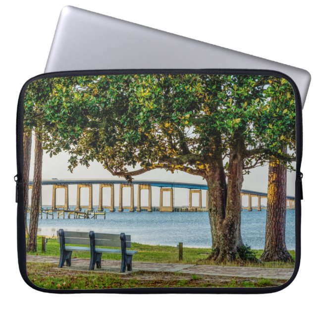 Navarre Park Bench and Bridge Laptop Sleeve (Front)