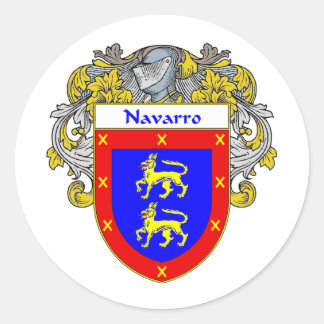 Navarro Coat of Arms (Mantled) Classic Round Sticker
