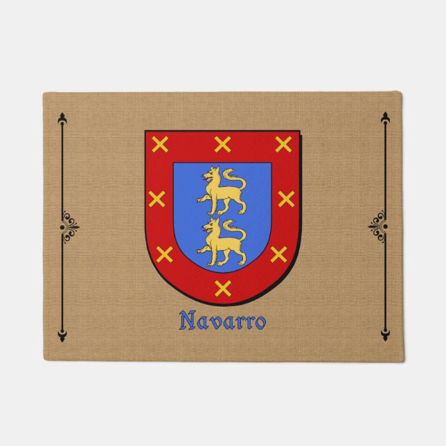 Navarro Historical Shield on Burlap Background Doormat (Front)