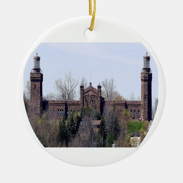 Navesink Twin Lights Lighthouse Ceramic Tree Decoration (Front)