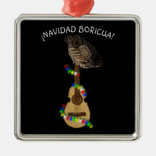 Navidad Boricua Cuatro Puertorriqueno  Metal Tree Decoration