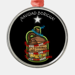 Navidad Boricua Puerto Rico Merry Xmas Metal Tree Decoration