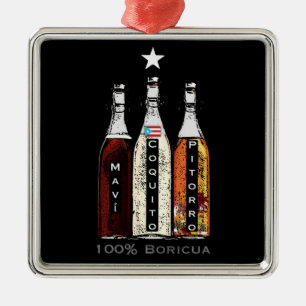 Navidad Boricua Puerto Rico Traditional Drinks Metal Tree Decoration