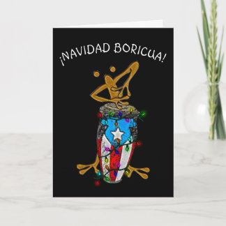 Navidad Boricua Xmas Conga Coqui Taino   Thank You Card