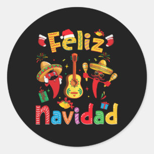 Navidad Mexican Fiesta Hot Pepper Guitar Xmas Part Classic Round Sticker