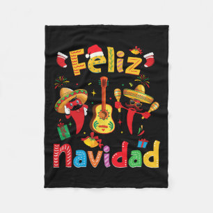 Navidad Mexican Fiesta Hot Pepper Guitar Xmas Part Fleece Blanket