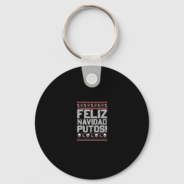 Navidad Putos Funny Mexican Ugly Christmas Party G Key Ring (Front)